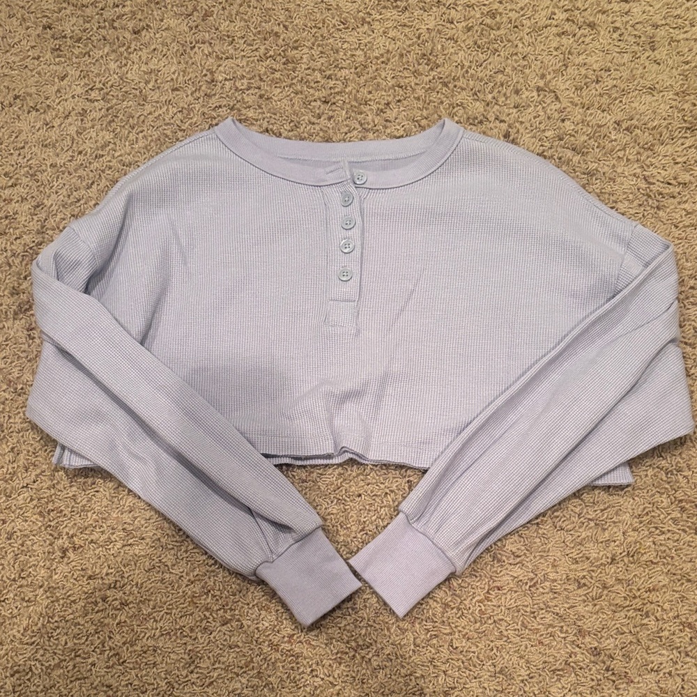 Aeropostale Light Purple Button-Up Crop Top